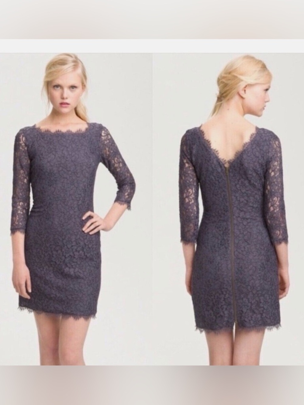 Diane Von Furstenberg Dark Purple Lace Sheath Dress